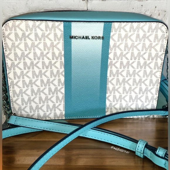 Michael Kors Ombré Center Stripe Crossbody + Passport Wallet in Ocean Blue Multi - Picture 6 of 15